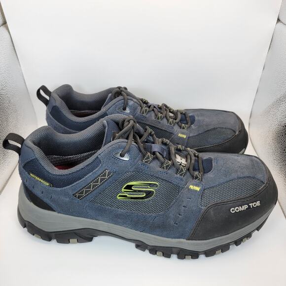Skechers Work Bulklin Comp Toe Waterproof Shoes Mens 10.5 Navy Slip Resistant - Picture 6 of 11